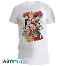 ABYstyle One Piece New World Group T-shirt - L izmērs / Balts - Vīriešu kokvilnas T-krekls