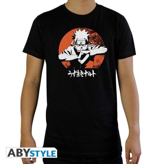 ABYstyle Naruto Shippuden Naruto T-shirt - L izmērs / Melns - Vīriešu kokvilnas T-krekls