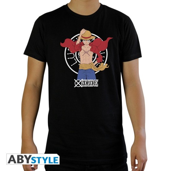 ABYstyle One Piece Luffy New World T-shirt - L izmērs / Melns - Vīriešu kokvilnas T-krekls