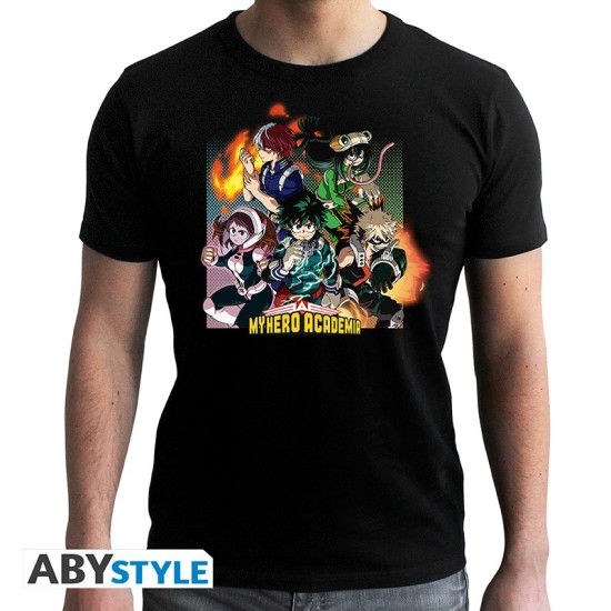 ABYstyle My Hero Academia Group T-shirt - S izmērs / Melns - Vīriešu kokvilnas T-krekls