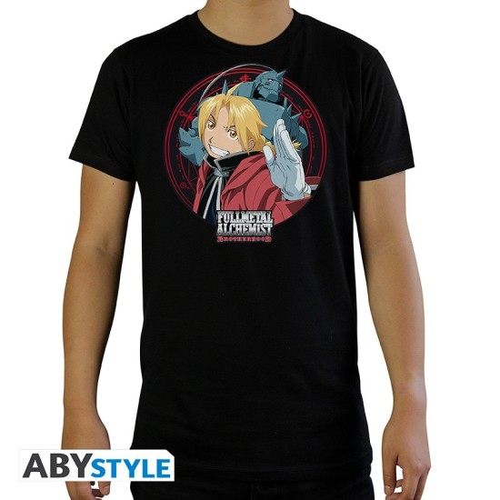 ABYstyle FullMetal Alchemist Ed & Al T-shirt - L izmērs / Melns - Vīriešu kokvilnas T-krekls
