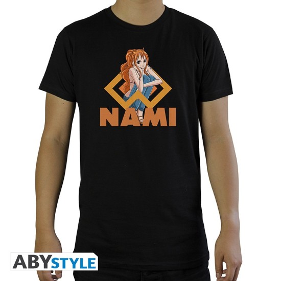 ABYstyle One Piece Nami T-shirt - L izmērs / Melns - Vīriešu kokvilnas T-krekls