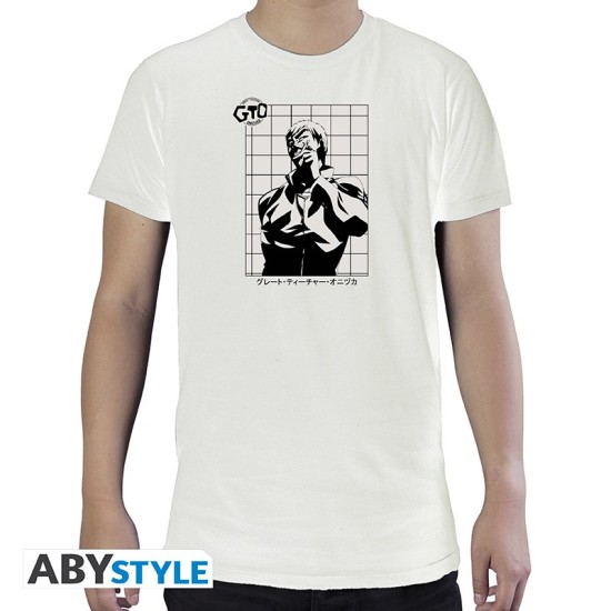 ABYstyle GTO Great Teacher Onizuka T-shirt - S izmērs / Balts - Vīriešu kokvilnas T-krekls