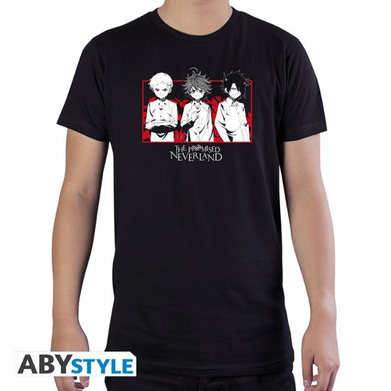 ABYstyle The Promised Neverland Emma / Norman / Ray T-shirt - M izmērs / Melns - Vīriešu kokvilnas T-krekls