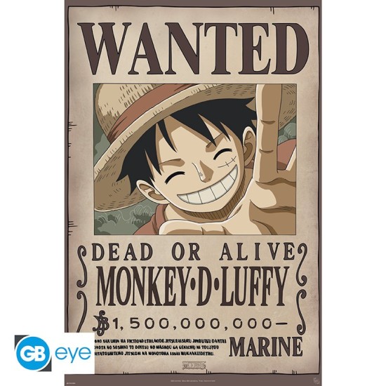 ABYstyle One Piece Poster Maxi 91.5 x 61 cm - Wanted Luffy New 2 - Plakāts