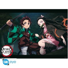 ABYstyle Demon Slayer Poster Chibi 38 x 52 cm - Tanjiro and Nezuko Fight Positio