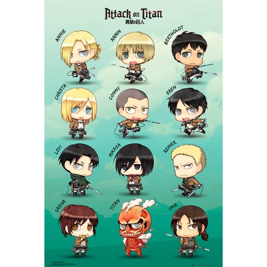 ABYstyle Attack on Titan Poster Maxi 91.5 x 61 cm - Chibi Characters - Plakāts