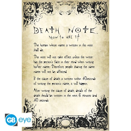 ABYstyle Death Note Poster Maxi 91.5 x 61 cm - Rules - Plakāts