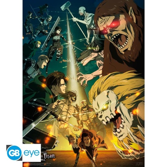 ABYstyle Attack on Titan Poster Chibi 38 x 52 cm - Paradis vs Marley - Plakāts