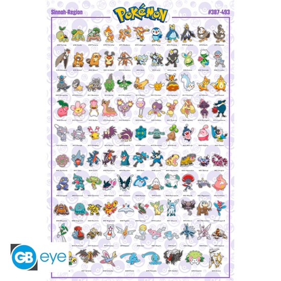 ABYstyle Pokemon Poster Maxi 91.5 x 61 cm - Sinnoh Pokemon English - Plakāts