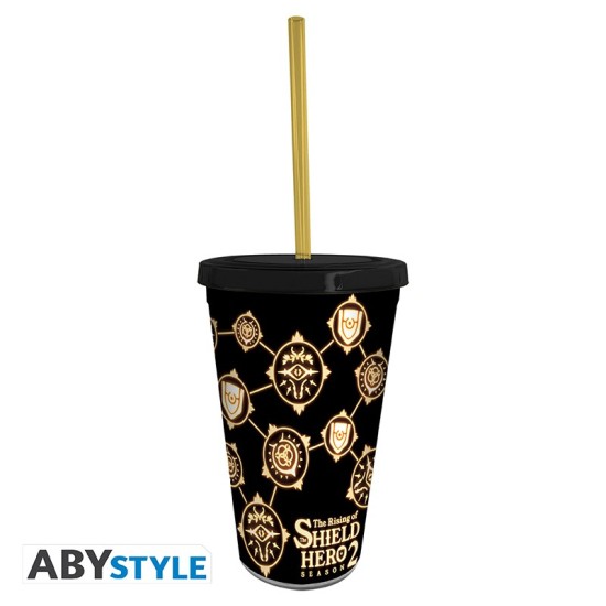 ABYstyle The Rising of the Shield Hero Glass with Straw 470ml - Symbols - Glāze ar salmiņu un vāku