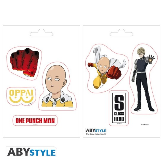 ABYstyle One-Punch Man Stickers 2 sheets / 16 x 11cm - Saitama and Icons - Uzlīmju komplekts