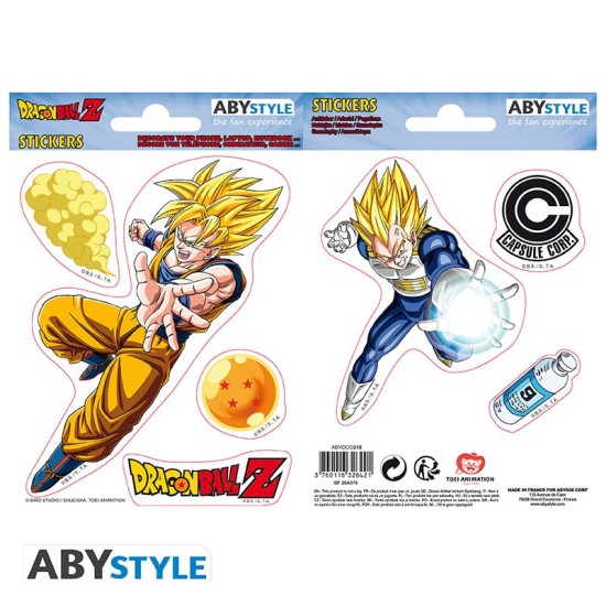 ABYstyle Dragon Ball Z Stickers 2 sheets / 16 x 11cm - Goku and Vegeta - Uzlīmju komplekts