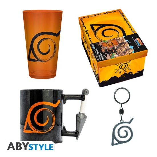 ABYstyle Naruto Shippuden Gift Set 3D Mug / Glass 400 ml / Keychain - Komplekts krūze / glāze / atslēgu piekariņš