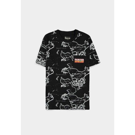 Difuzed Hunter x Hunter World Map T-shirt - M izmērs / Melns - Vīriešu kokvilnas T-krekls