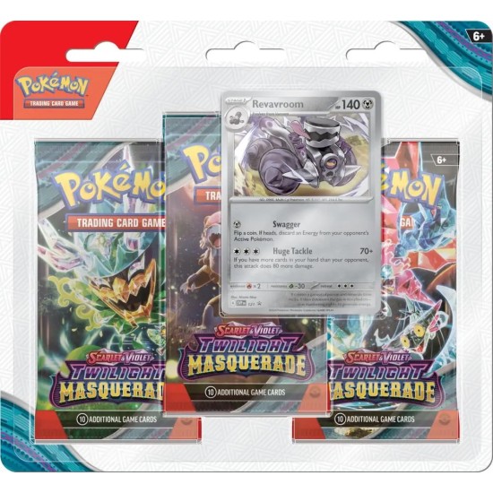 Pokemon Super Card Game TCG Trading Cards - Scarlet & Violet - Twilight Masquerade 3-Pack Blister Assorted Pack EN - Kāršu spēle
