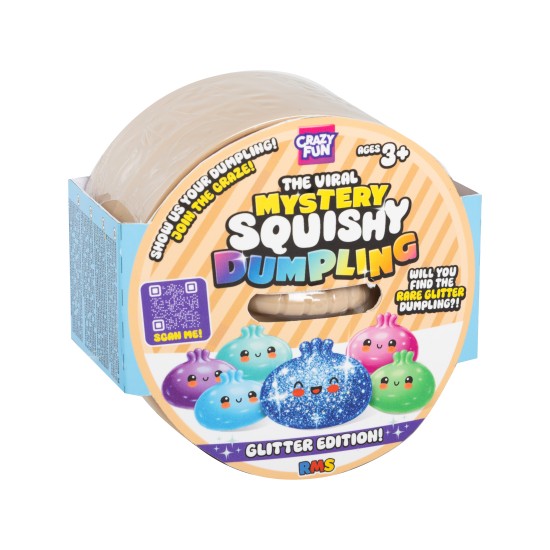 Crazy Fun [ORIGINAL] RMS Mystery Squishy Dumpling - Glitter Edition! R05-3386 - Блестящая игрушка-антистресс сквиши Пельмешек в капсуле / радужный сюрприз
