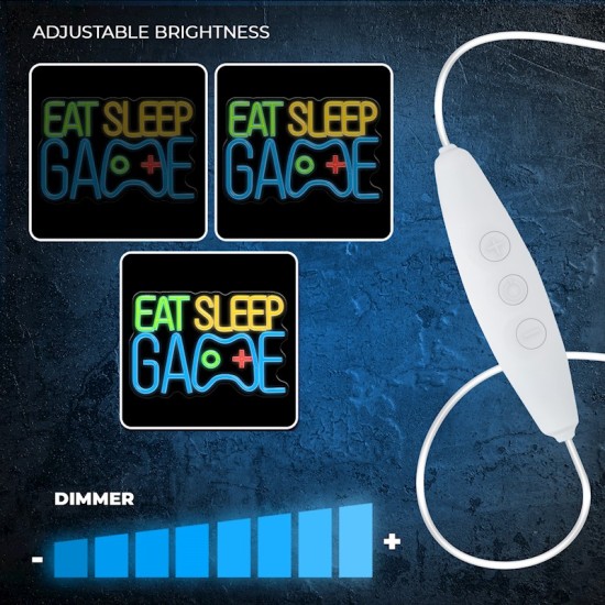 Forever Neolia Decorative Neon Plexi LED Light 24 x 36 x 2 cm (USB Plug) - Eat Sleep Game - Декоративная неоновая LED лампа