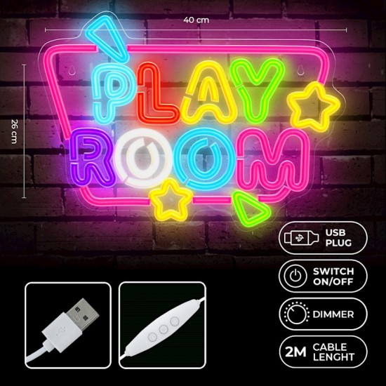 Forever Neolia Decorative Neon Plexi LED Light 32 x 14 x 2 cm (USB Plug) - Play Room - Декоративная неоновая LED лампа