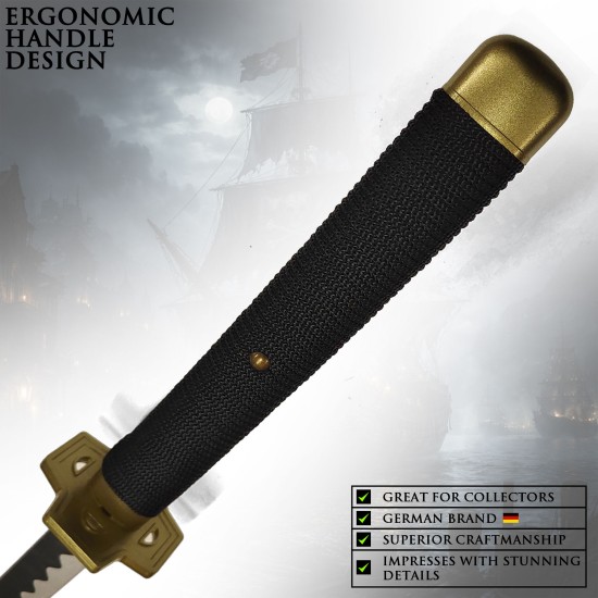 One Piece Wooden Katana with Sheath and Stand Roronoa Zoro Yubashiri Sword 100cm - Katana