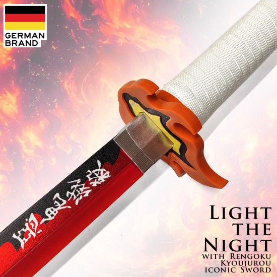 Demon Slayer Carbon Steel with LED Kimetsu no Yaiba - Rengoku Kyoujurou Sword 99,5cm - Oglekļa Tērauda Zobens ar LED (Katana)