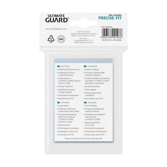 Ultimate Guard 100gab. Precise-Fit Side-Loading Sleeves Standard Size (64 x 89 mm) - Сверх прозрачные полипропиленовые вкладыши для карт стандартного размера