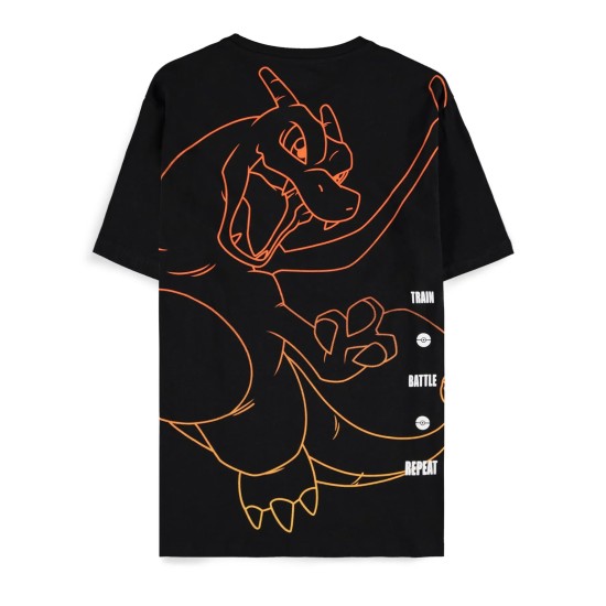 Difuzed Pokemon Charizard Short Sleeved T-shirt - M izmērs / Melns - Vīriešu kokvilnas T-krekls