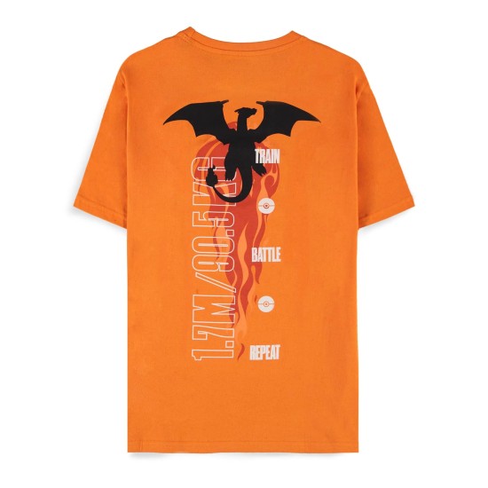 Difuzed Pokemon Charizard Short Sleeved T-shirt - M izmērs / Oranžs - Vīriešu kokvilnas T-krekls