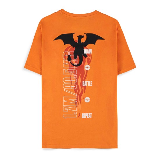 Difuzed Pokemon Charizard Short Sleeved T-shirt - XL izmērs / Oranžs - Vīriešu kokvilnas T-krekls