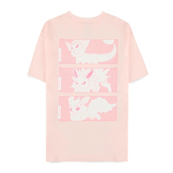 Difuzed Pokemon Eeveelutions Short Sleeved T-shirt - M izmērs / Rozā - Sieviešu kokvilnas T-krekls