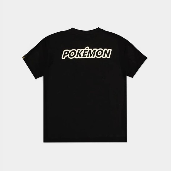 Difuzed Pokemon PIKA! CHU!! Short Sleeved T-shirt - M izmērs / Melns - Sieviešu kokvilnas T-krekls