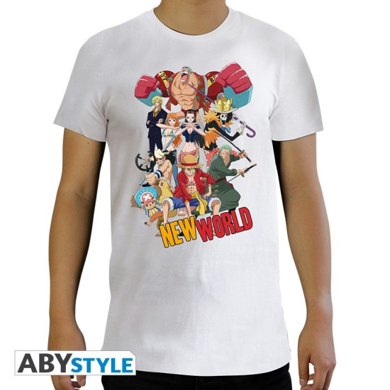 ABYstyle One Piece New World Group T-shirt - XL izmērs / Balts - Vīriešu kokvilnas T-krekls