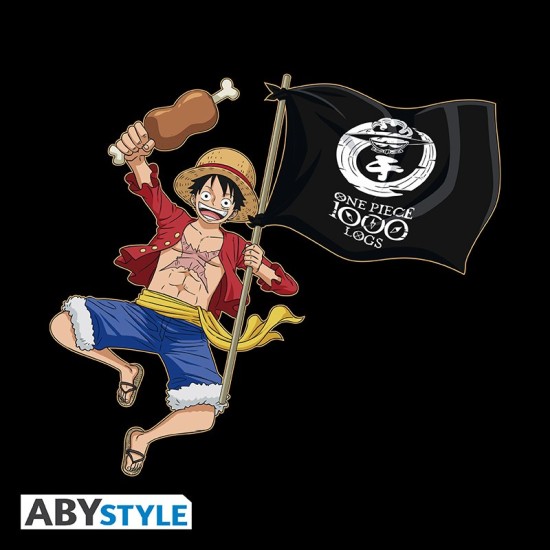 ABYstyle One Piece Luffy 1000 Logs T-shirt - XL izmērs / Melns - Vīriešu kokvilnas T-krekls
