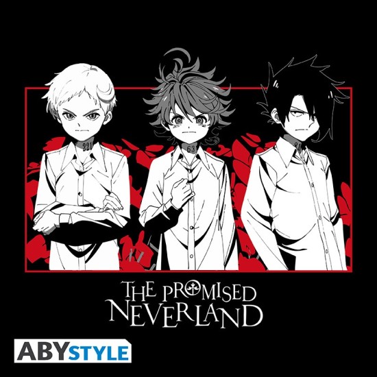 ABYstyle The Promised Neverland Emma / Norman / Ray T-shirt - XL izmērs / Melns - Vīriešu kokvilnas T-krekls