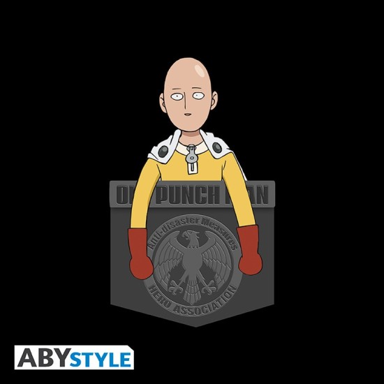 ABYstyle One-Punch Man Saitama Pocket Size T-shirt - XS izmērs / Melns - Vīriešu kokvilnas T-krekls