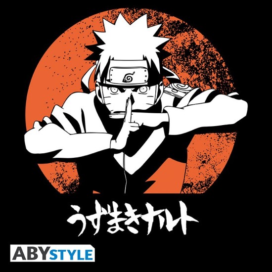 ABYstyle Naruto Shippuden Naruto T-shirt - L izmērs / Melns - Vīriešu kokvilnas T-krekls