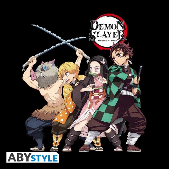 ABYstyle Demon Slayer Group T-shirt - S izmērs / Melns - Vīriešu kokvilnas T-krekls