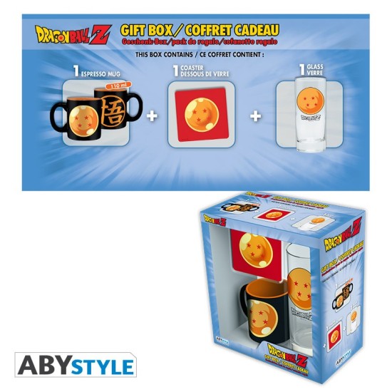 ABYstyle Dragon Ball Z Gift Set Glass 290 ml / Coaster / Mini Mug 110ml - Crystal Ball - Komplekts glāze / paliktnis / krūze