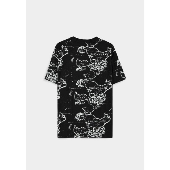 Difuzed Hunter x Hunter World Map T-shirt - M izmērs / Melns - Vīriešu kokvilnas T-krekls