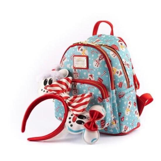 Loungefly Disney Mickey Mouse Backpack 26cm / Headband Set - Minnie Snowman - Komplekts mugursoma / stīpiņa