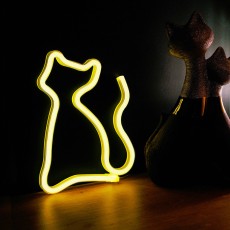 Forever Decorative Neon LED Light 23.5 x 17 x 2 cm (3xAA Batteries or USB plug) - Кот - Декоративная неоновая LED лампа