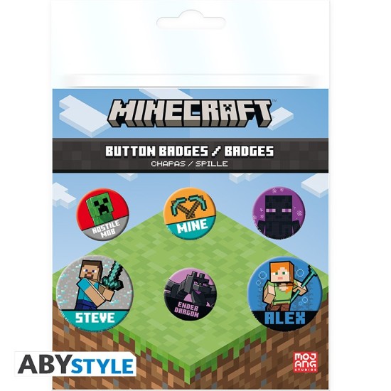 ABYstyle Minecraft Pin Badge Pack (6 pcs.) - Mix - Piespraude