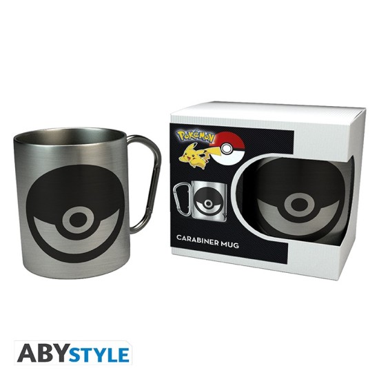 ABYstyle Pokemon Stainless Steel Mug with Carabiner 235ml - Pokeball - Krūze ar karabīni