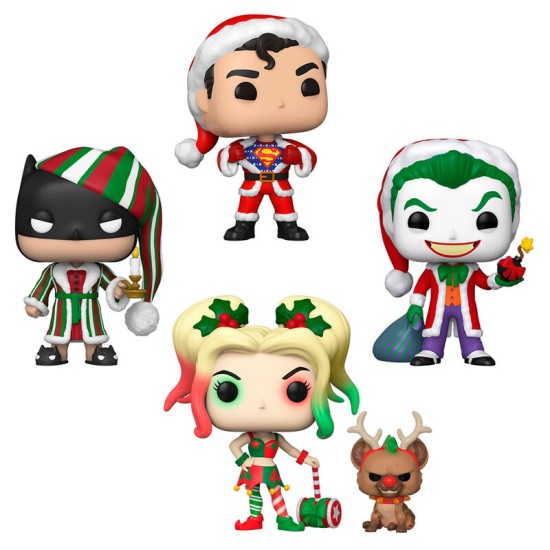 Funko POP! DC Comics Holiday Exclusive Figures 9cm (4 pcs.) - Super Heroes - Komplekts vinila figūriņas