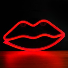 Forever Decorative Neon LED Light 28 x 15 x 2 cm (3xAA Batteries or USB plug) - Красные Губы - Декоративная неоновая LED лампа