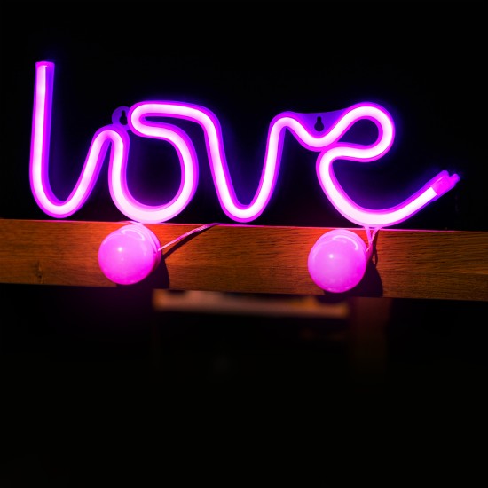 Forever Decorative Neon LED Light 35 x 13 x 2 cm (3xAA Batteries or USB plug) - Love