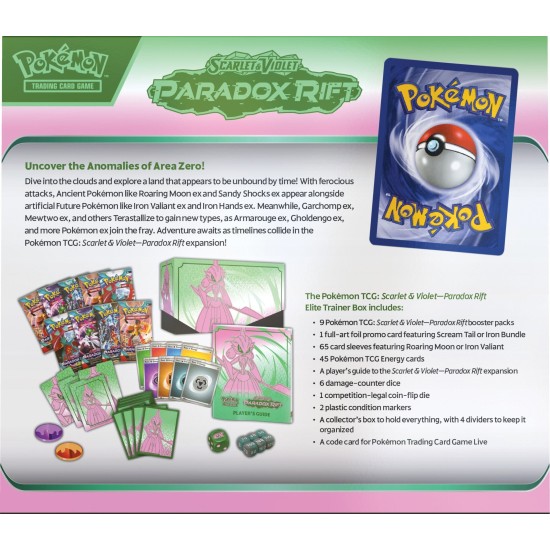 Pokemon Super Card Game TCG Trading Cards - Scarlet & Violet 4 Paradox Rift (Iron Valiant) Elite Trainer Box EN - Kāršu spēle