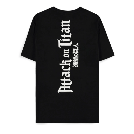 Difuzed Attack on Titan Short Sleeved T-shirt - S izmērs / Melns - Vīriešu kokvilnas T-krekls