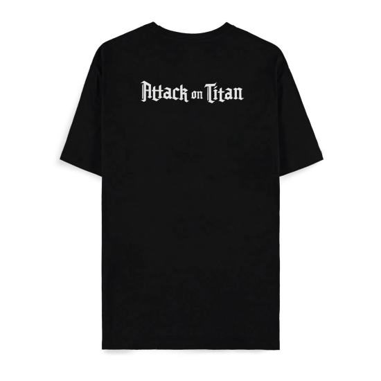 Difuzed Attack on Titan Short Sleeved T-shirt - S izmērs / Melns - Vīriešu kokvilnas T-krekls