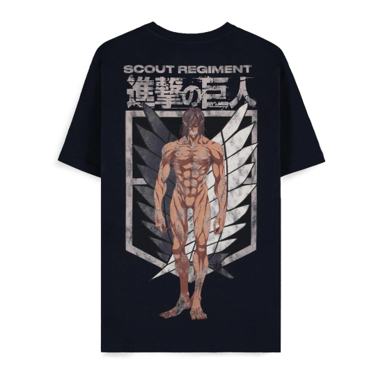 Difuzed Attack on Titan Eren's Titan Short Sleeved T-shirt - XS izmērs / Tumši Zils - Vīriešu kokvilnas T-krekls